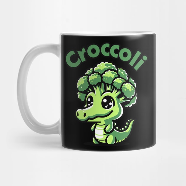 Croccoli T-Shirt: Kawaii Crocodile with Broccoli Head - Cute Pun Tee by Designed By Marty